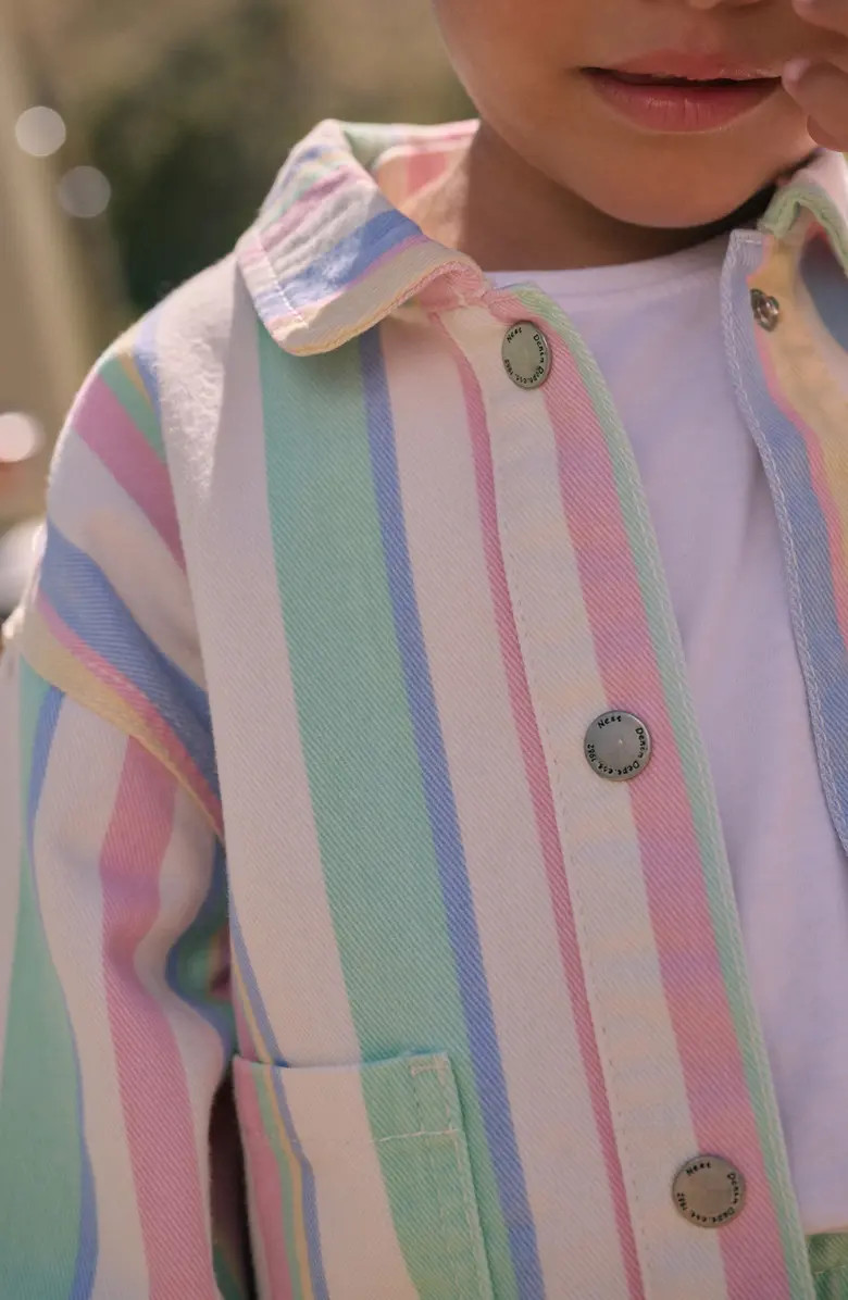 Kids' Stripe Cotton Snap-Up Jacket & Shorts Set | Nordstrom