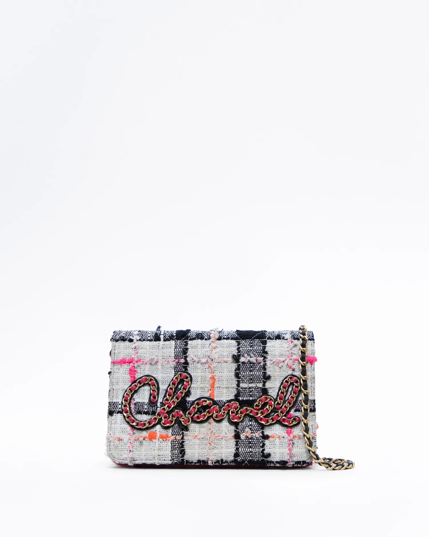 Tweed Quilted Script Wallet on a Chain | Vivrelle