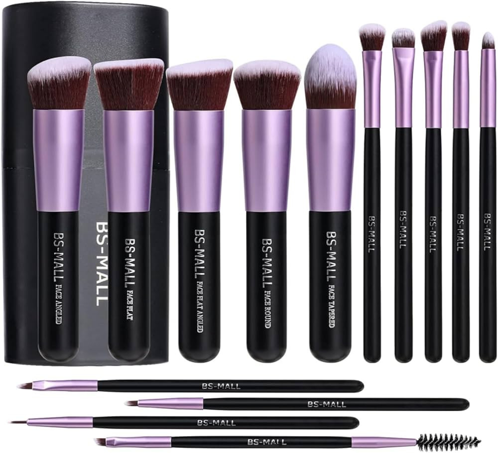 BS-MALL Makeup Brushes Premium Synthetic Foundation Powder Concealers Eye Shadows 14 Pcs Purple f... | Amazon (US)