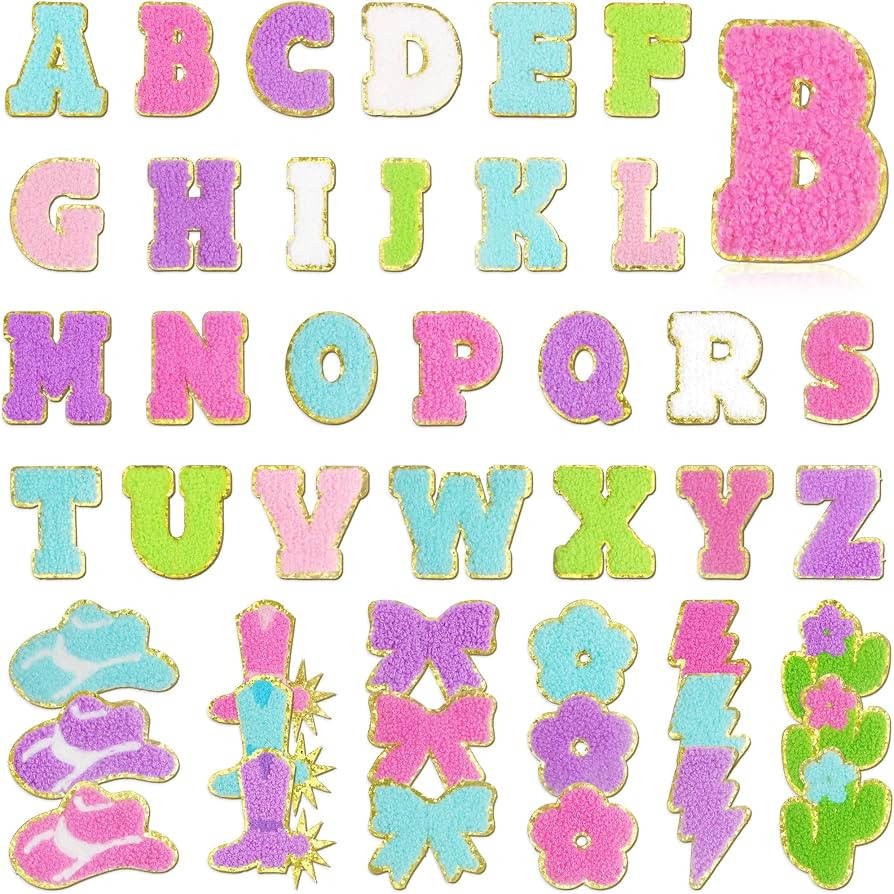 44PCS Self-Adhesive Chenille Letter Patches Iron On Letters Patches for Backpacks Clothing, Initi... | Amazon (US)