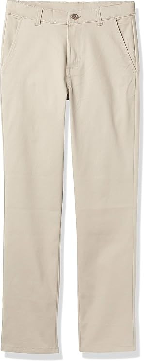 Nautica Boys' Flat Front Stretch Twill Chino Khaki Pant | Amazon (US)