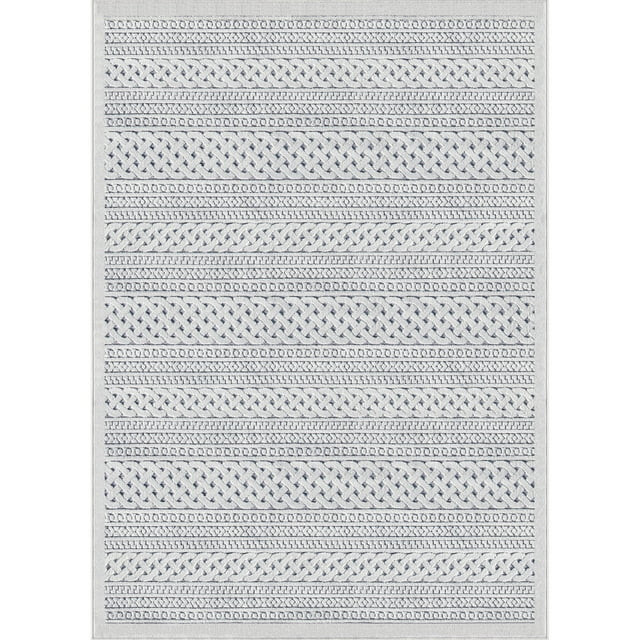 My Texas House Jessie 5'2" X 7'6" Natural Gray Geometric Outdoor Rug | Walmart (US)