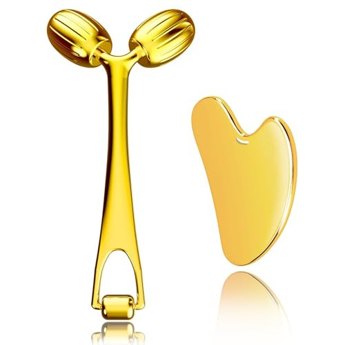 Yeamon Gua Sha Facial Tools and Face Roller Set, Facial Massage Tool for Women’s Skincare Routine,Cooling Stainless Steel Face Sculpting Eyes Roller Guasha for Daily Use or Self-Care Gift for Women | Amazon (US)