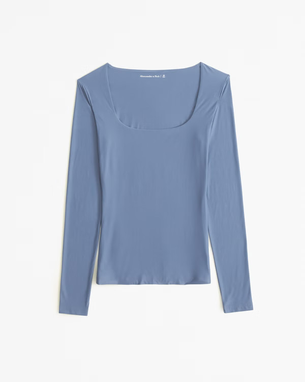 Women's Soft Matte Seamless Long-Sleeve Tuckable Squareneck Top | Women's Tops | Abercrombie.com | Abercrombie & Fitch (US)