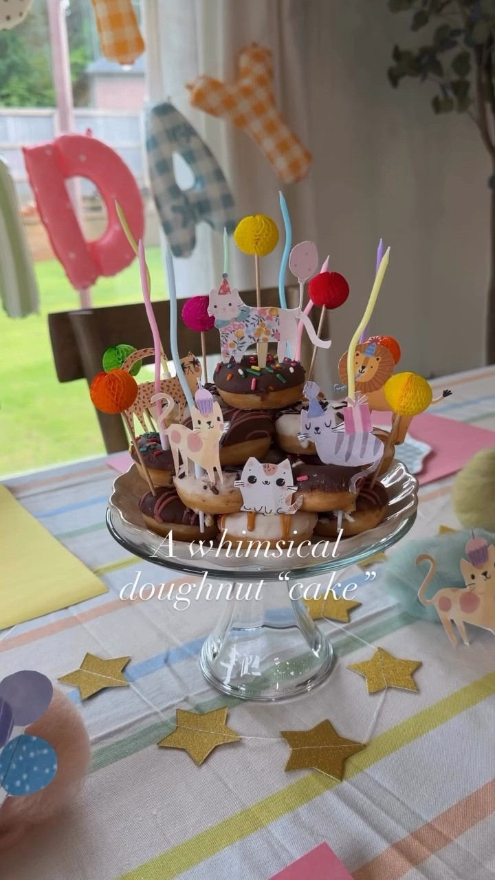 Looking for a fun & playful dessert idea for your next birthday celebration? Try this mini doughnut “cake”, add some funky candles, decorative picks based on your theme, & you’re all set! ✨

I grabbed these mini doughnuts from my local @walmart bakery. They had various color frosting options. I went with the classic chocolate & caramel drizzle. 

I printed cat illustrations on card stock at home, cut them out, & taped them to toothpicks. It’s an inexpensive way to personalize a birthday cake or dessert for any theme.

Save this idea for your next birthday party! 
.
.
.
.
.
.
.
.
whimsical birthday dessert ideas
Doughnut cake
Doughnut tower 
Cat themed birthday 
DIY cake toppers
diy cupcake toppers
Whimsical birthday ideas
Kids birthday party ideas

#LTKKids #LTKmomlife