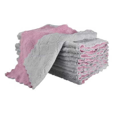 Unique Bargains Kitchen Quick Dry Coral Fleece Dish Cloths 12 Pcs Grey Purple 9 x 9 Inches | Target