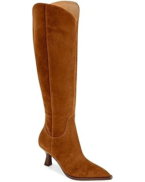 Coutgo Womens Wide Calf Knee High Boots Kitten Heel Pointed Toe Tall Boots Side Zipper Fall Winte... | Amazon (US)