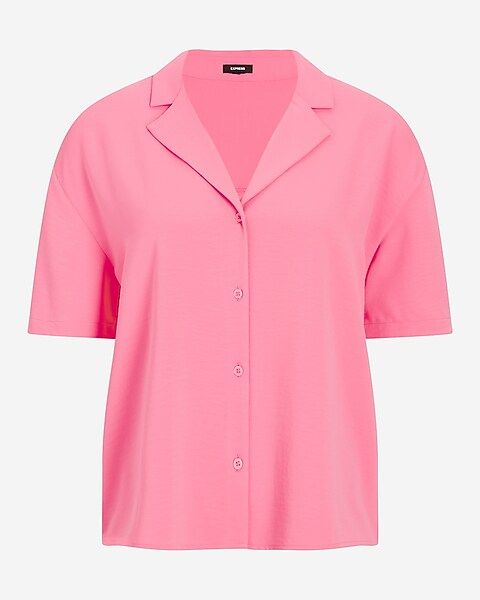 Short Sleeve Button Up Boxy Shirt | Express