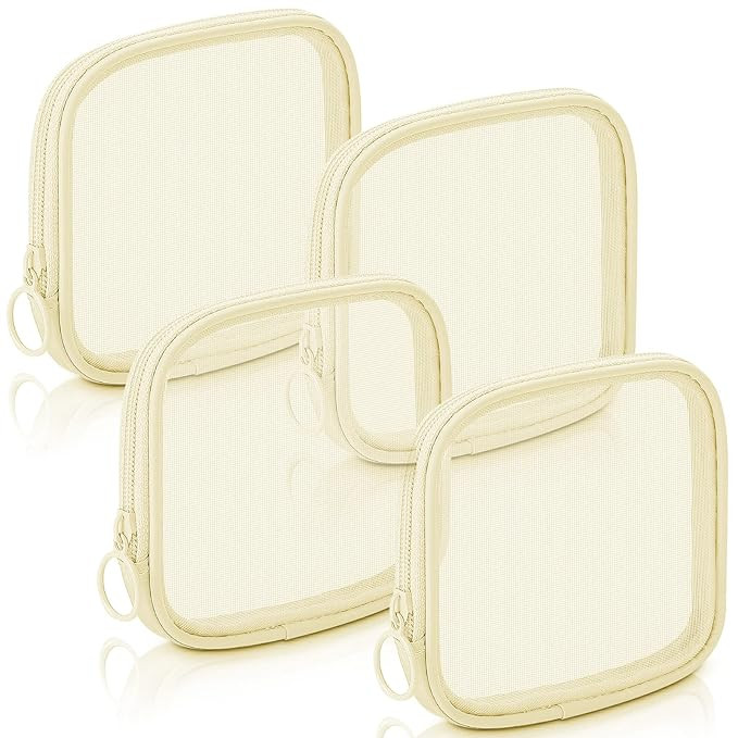 Weewooday 4 Pcs Mesh Makeup Bag Mesh Cosmetic Bag Travel Toiletry Bag Pouch with Zipper Mini Port... | Amazon (US)