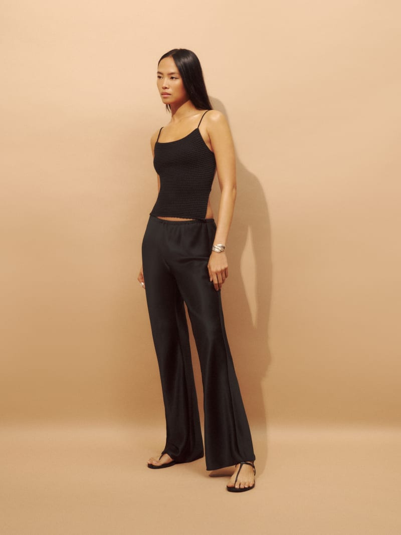 Petites Gale Satin Mid Rise Bias Pant | Reformation (Global)
