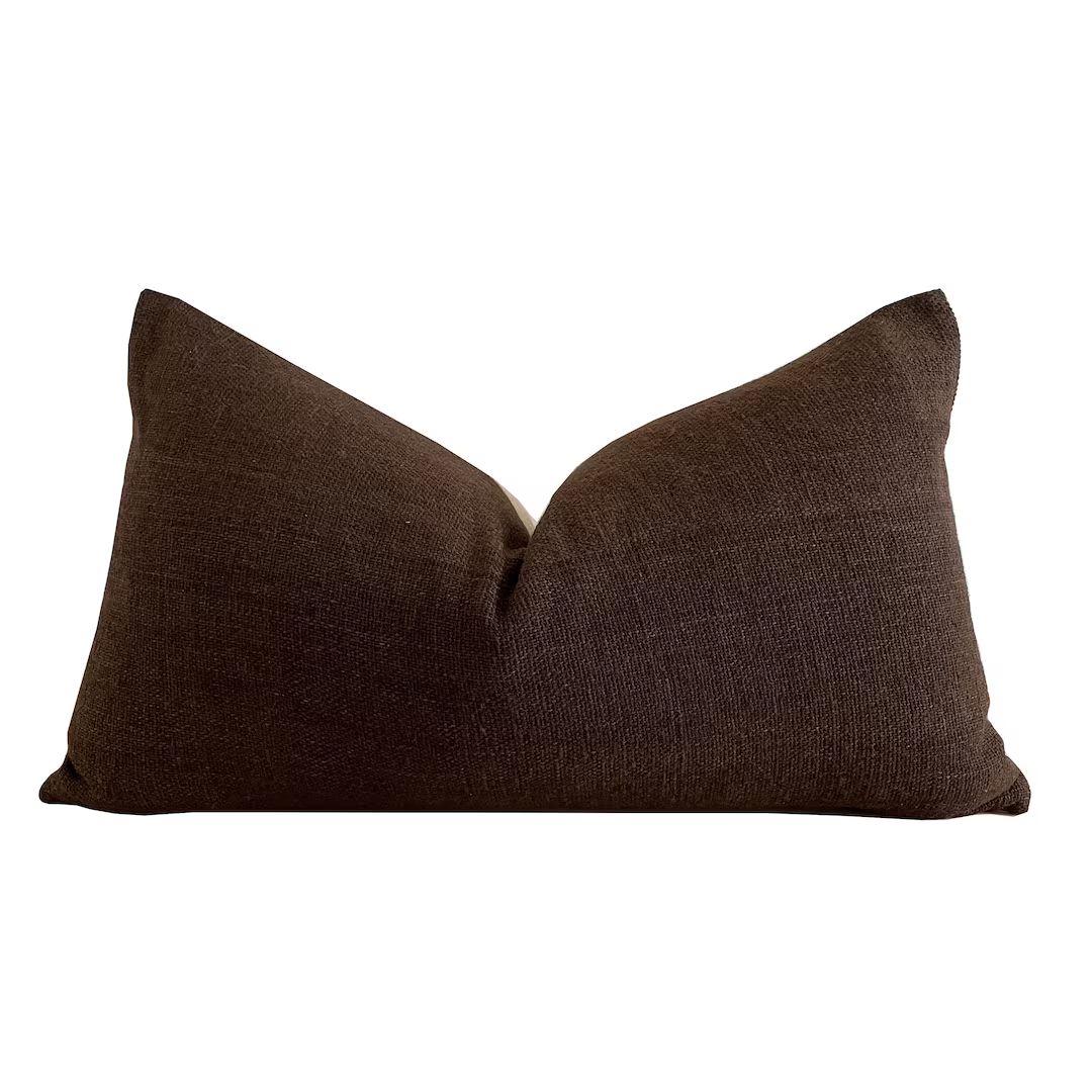 Dark Brown Woven lumbar Pillow Cover, Designer Pillow Covers | Etsy (US)