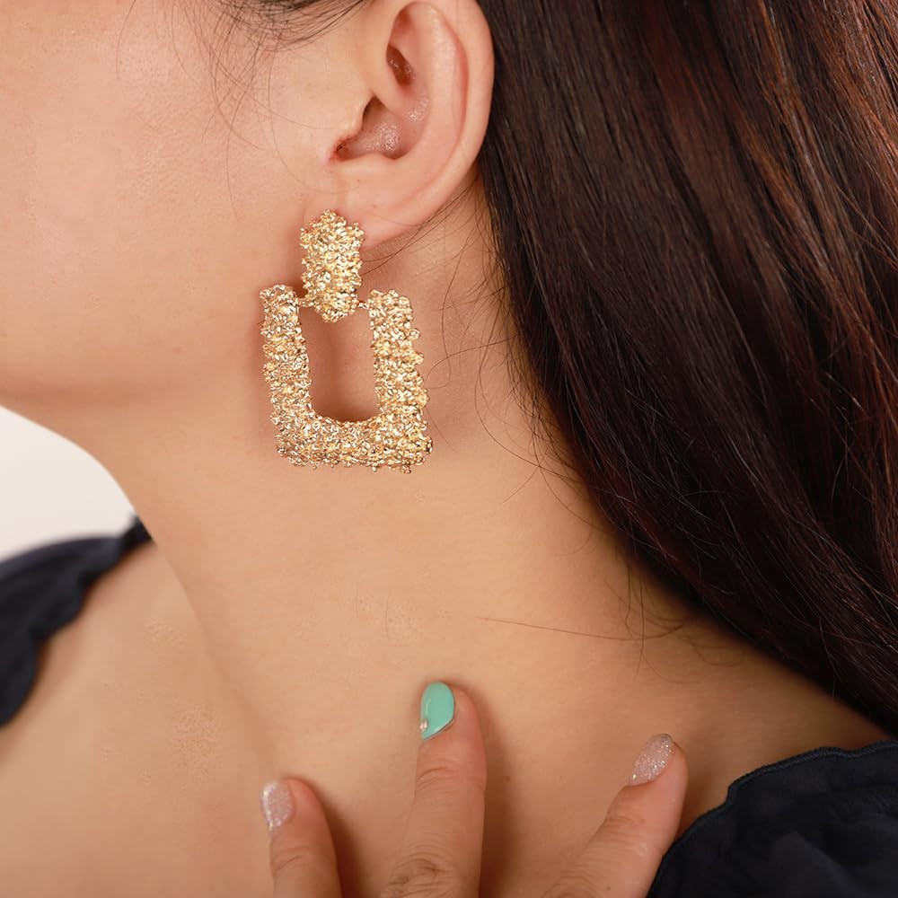 Octwine Bohemian Statement Drop Earrings Geometric Dangle Earrings Trapezoid Shape Metal Earrings... | Amazon (US)