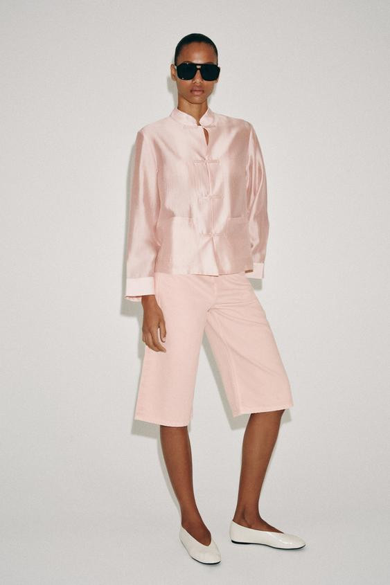Zara - Zw Collection Mid-Rise Denim Shorts - Pink - 30 (Us 10) - Woman | Zara US