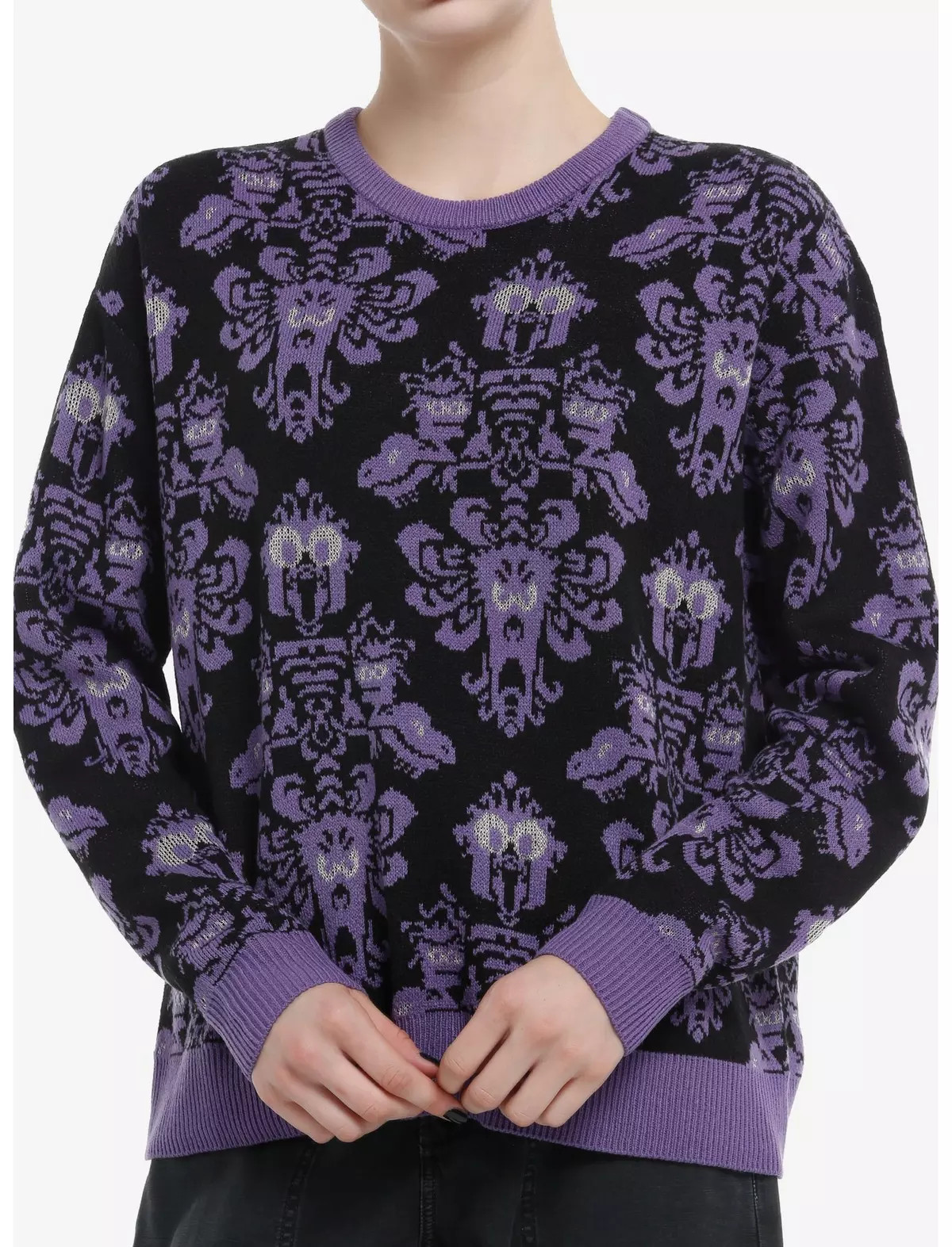 Her Universe Disney Muppets Haunted Mansion Wallpaper Glow-In-The-Dark Girls Sweater | Hot Topic