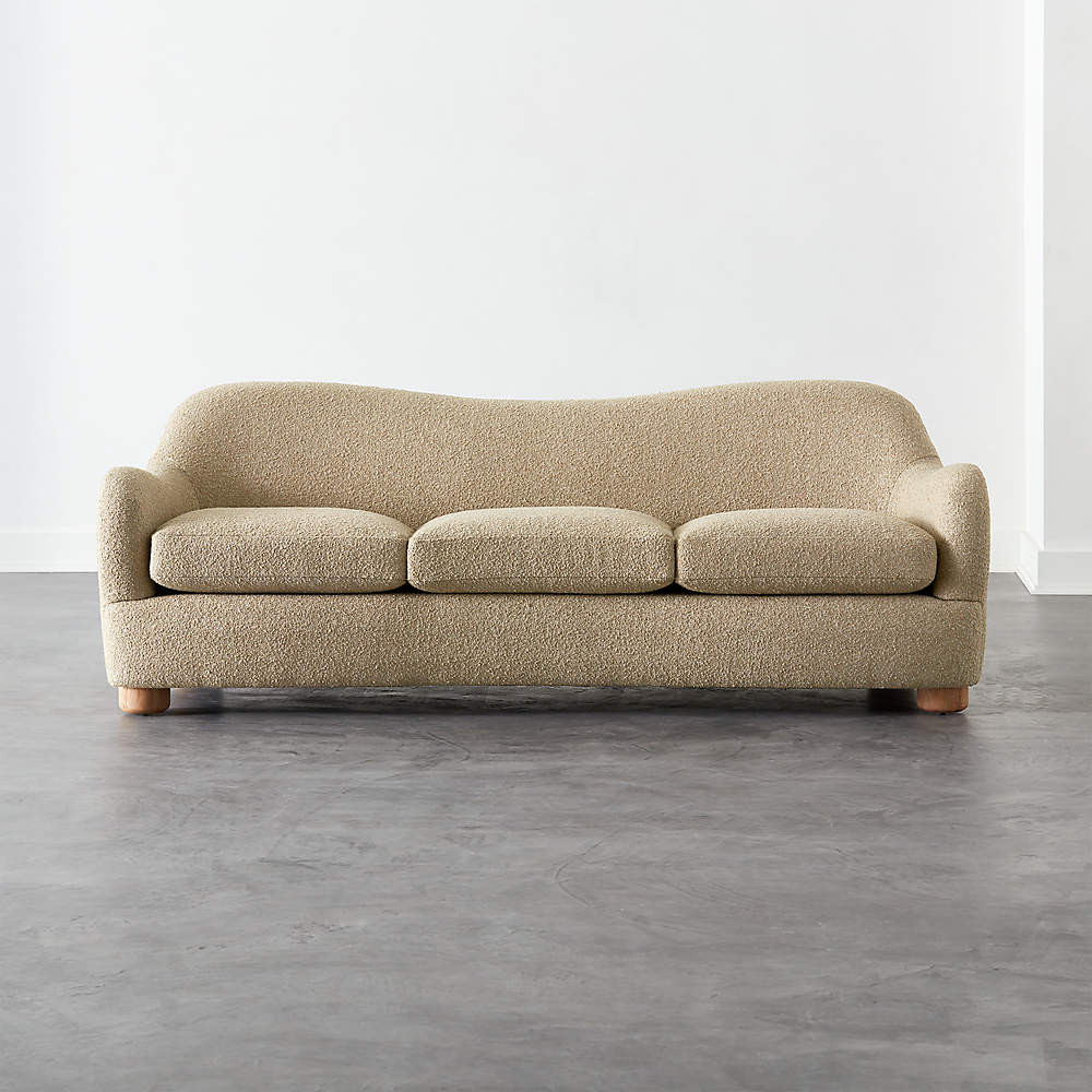 Bacio 86.5" Cream Boucle Sofa with Bleached Oak Legs by Ross Cassidy + Reviews | CB2 | CB2