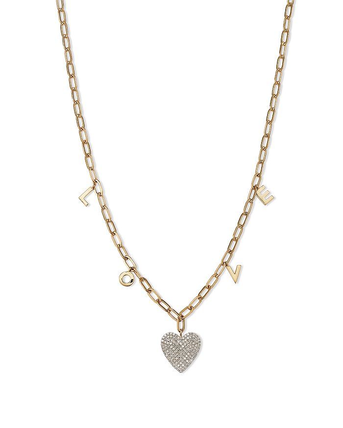 Pavé Diamond Heart Pendant Necklace in 14K Yellow Gold, 0.30 ct. t.w. - 100% Exclusive | Bloomingdale's (US)
