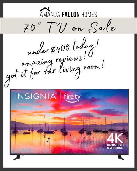 I have been waiting to pull the trigger on a new, larger TV for our living room and today was the day! I found this 70 inch TV for under $400 on sale and it has amazing reviews! #bestbuy #tv #largetv 

#LTKGiftGuide #LTKhome #LTKsalealert
