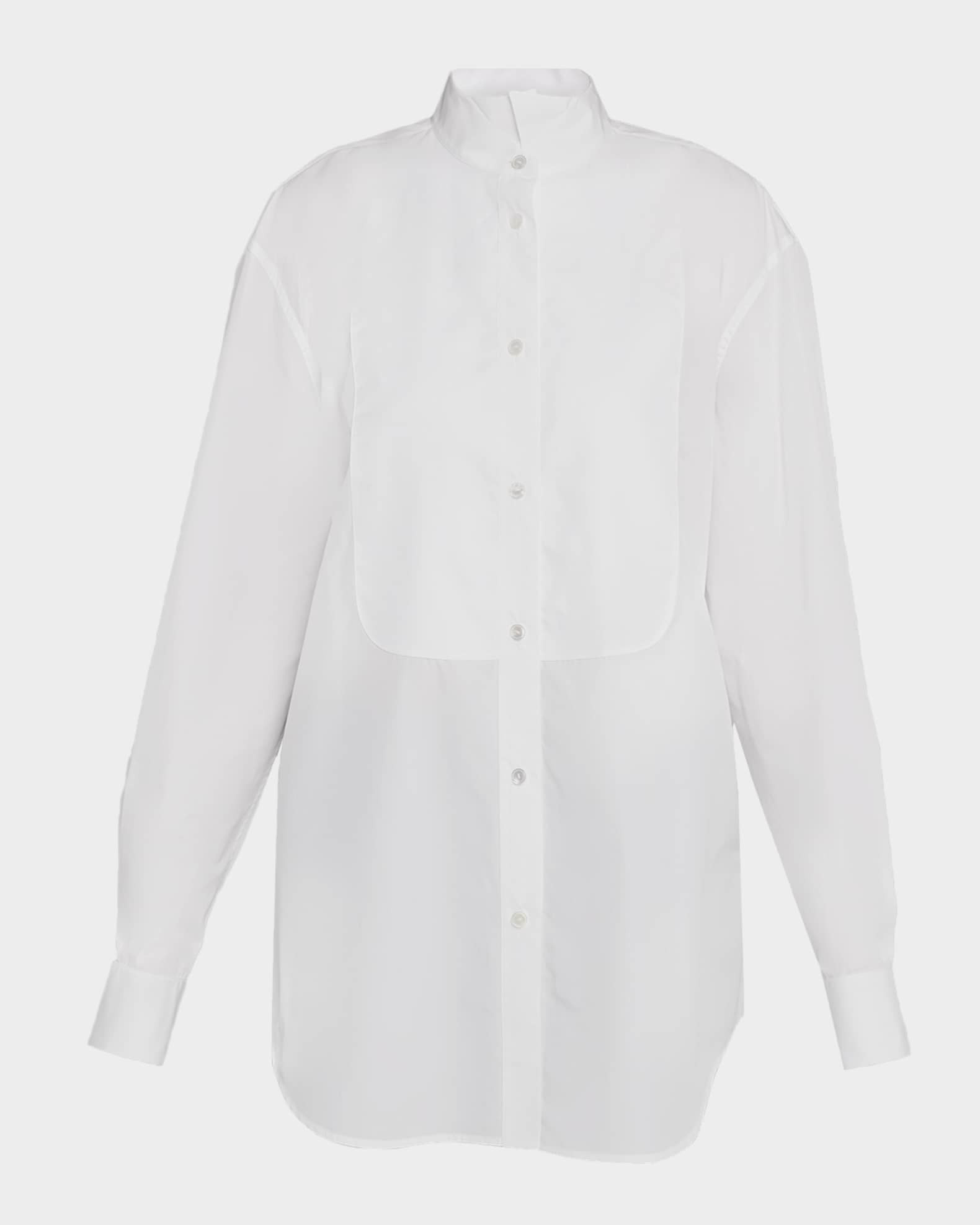 Erelisse Bib Cotton Poplin Tuxedo Shirt | Neiman Marcus