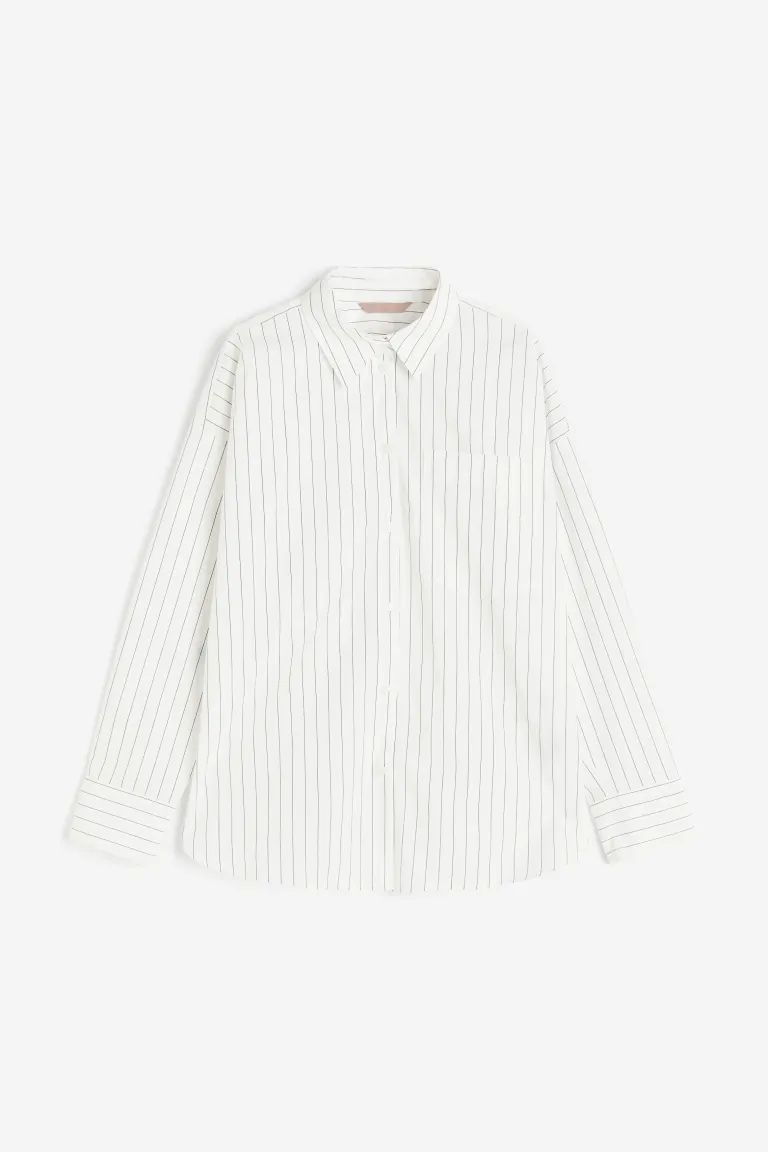 Cotton Shirt - White/striped - Ladies | H&M US | H&M (US + CA)