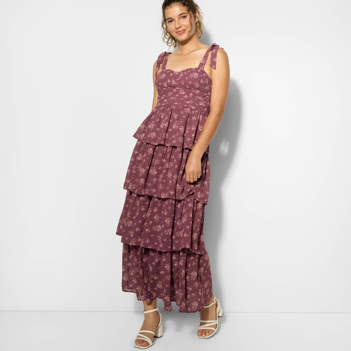 Women's Tiered Maxi A-Line Dress - Wild Fable™ Plum Purple Floral | Target