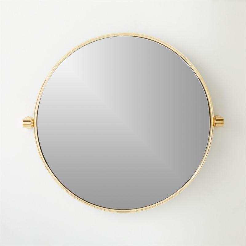 Blaine Modern Polished Brass Round Pivot Mirror 28" + Reviews | CB2 | CB2