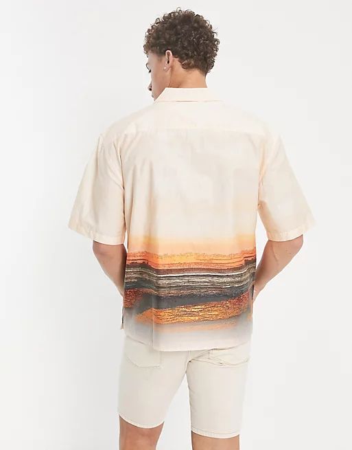 Topman oversized shirt with sunset print in orange | ASOS (Global)