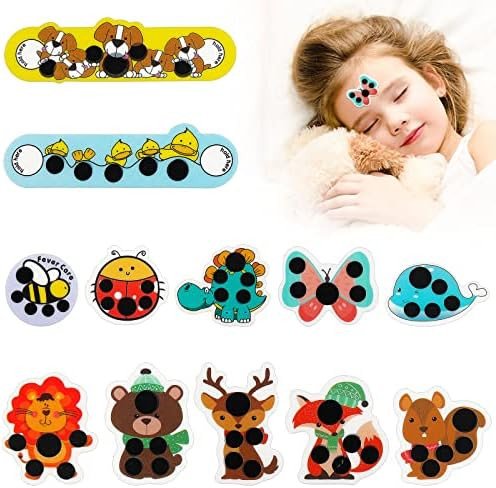 12 pcs Stick-on Fever Indicator Forehead Fever Kids Cartoon Stickers Temperature Fever Patch | Amazon (US)