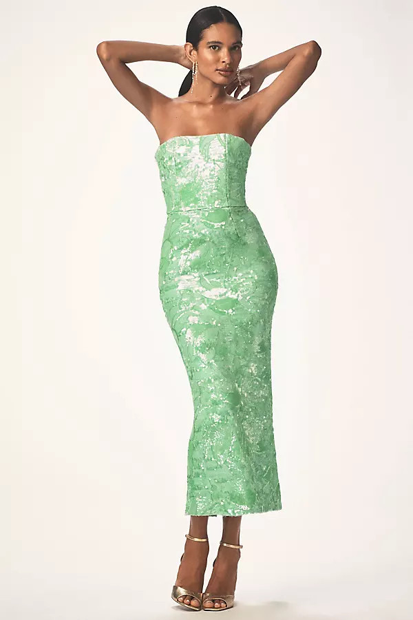 Helsi Leslie Strapless Stretch Sequin Midi Dress | Anthropologie (US)