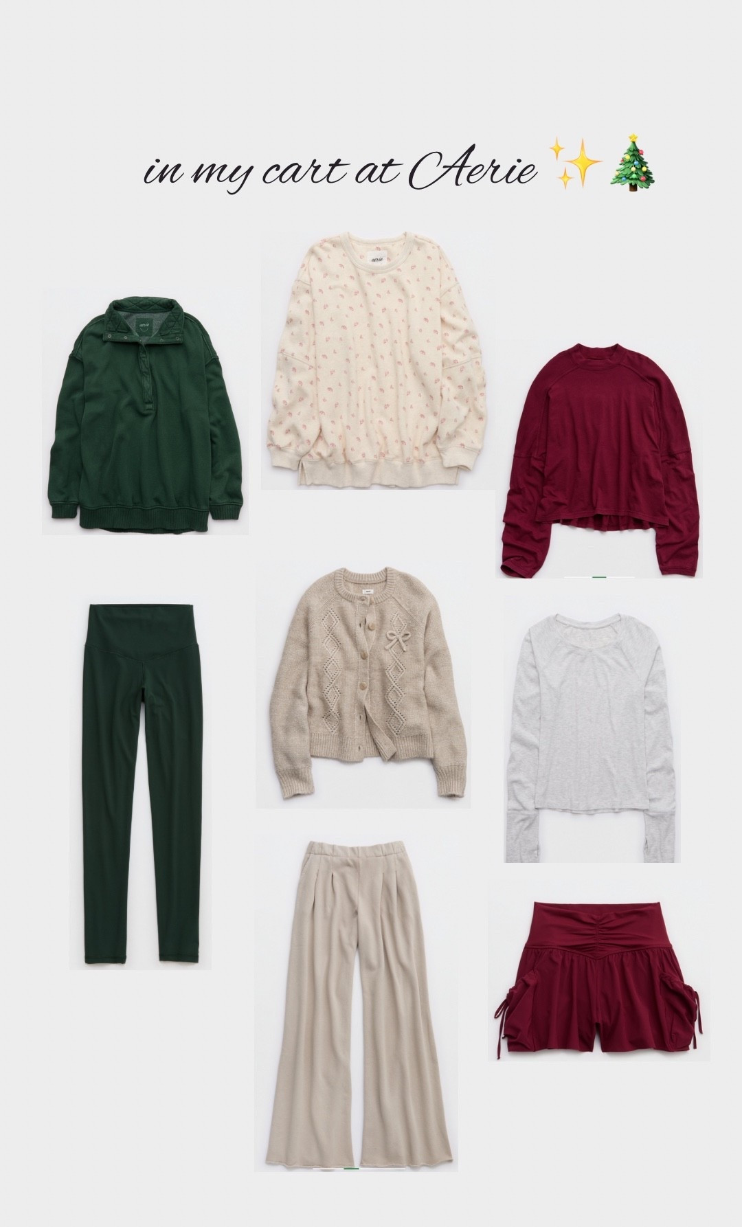 Holiday gift ideas for women in my my cart loungewear at Aerie holiday cozy’s 

#LTKHoliday #LTKGiftGuide #LTKFindsUnder100
