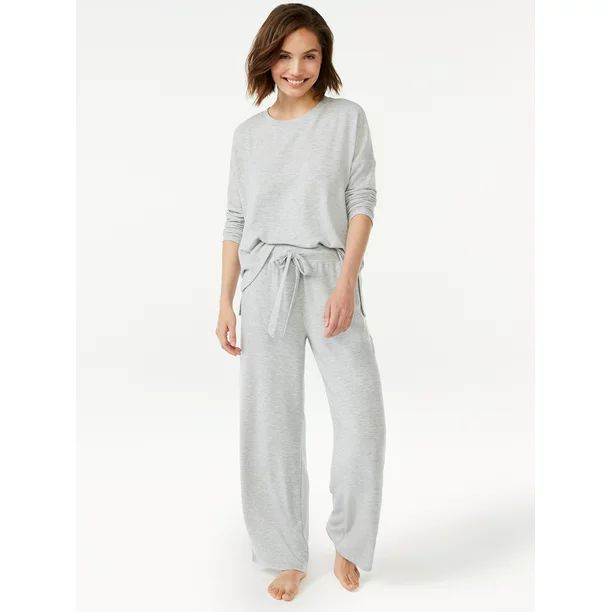 Joyspun Women's Long Sleeve Top and Pants Pajama Set, 2-Piece, Sizes up to 3X - Walmart.com | Walmart (US)