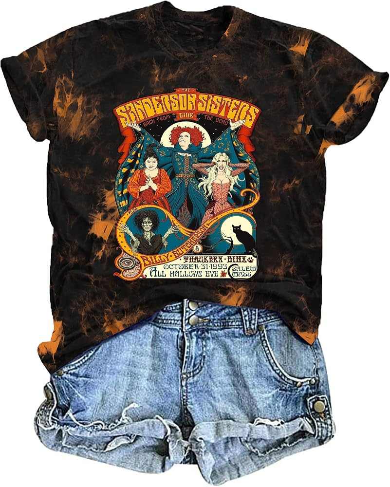 Sanderson Sister Squad Cute T Shirt Halloween Graphic Tees for Women Hocus Pocus Funny Shirts Fal... | Amazon (US)