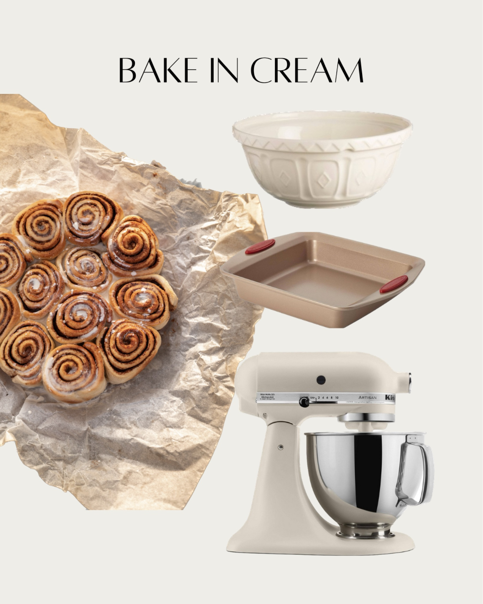 Whisking Up Delight in Creamy Dreamy Tones! Let the heart of your home radiate with the warmth of cream-inspired baking. The KitchenAid Artisan Matte Cream and the Mason Cash mixing bowl lend a touch of elegance to your baking endeavors, while the Rachael Ray Nonstick Bakeware Set ensures every creation is a masterpiece. Dive into the world of cinnamon buns and homemade wonders that smell as heavenly as they look. Indulge in the art of baking, where every taste is a journey into sweet sophistication. #CreamyBakingMagic #HomeBakingDelights #AestheticEats #CreamyKitchenGoals #BakeInStyle #FoodieBliss #BakingDreams

#LTKhome #LTKFind #LTKfamily
