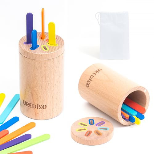 UREDISO Color Sorting Sensory Toys for 1-3 Year Olds,Montessori Sticks Toys,Wooden Learning Color Sorting Toys, Fine Motor Skill Development Toy Gift for Boys and Girls | Amazon (US)