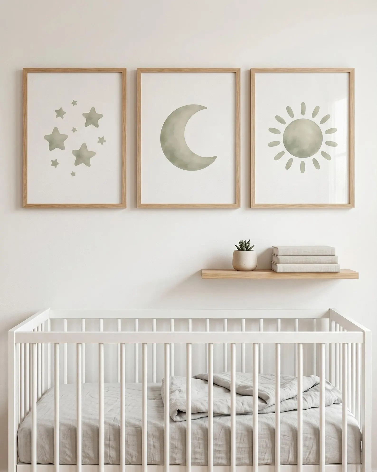 Sun Moon Stars Wall Art, Sage Green Nursery Decor, Neutral Baby Boy Room Prints, Boho Celestial P... | Etsy (Global)