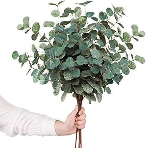 YOUZAN 6pcs Artificial Eucalyptus Leaves Stems Bulk 24.8” Silver Dollar Eucalyptus Artificial G... | Amazon (US)