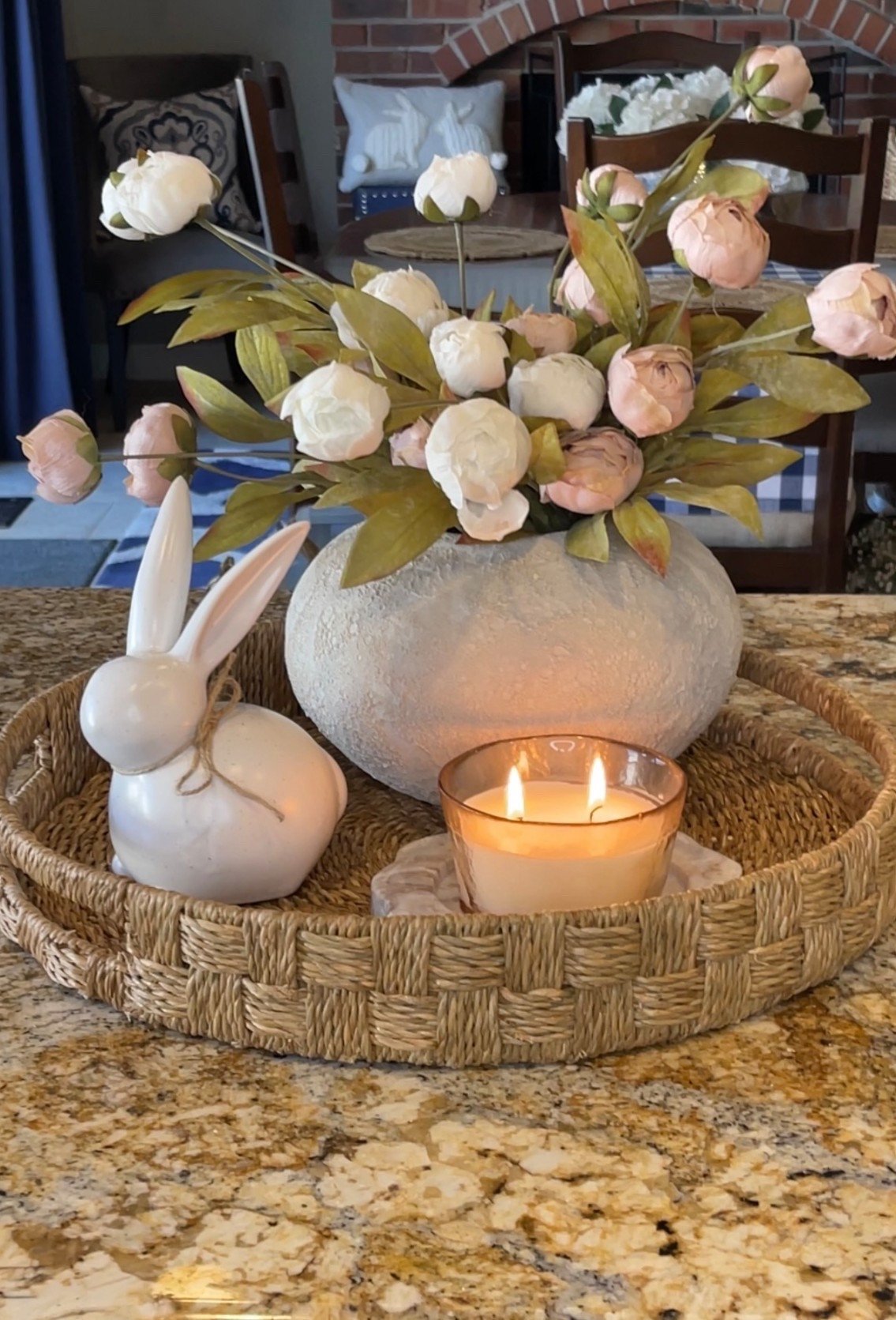 If you love peonies, then this is a great way to style your kitchen counter or coffee table  tray for spring! 🐰

#LTKSeasonal #LTKHome