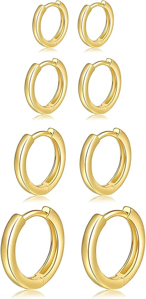 BMMYE 4 Pairs Small Gold Huggie Hoop Earrings for Women Cartilage Mini Gold Hoops Gold Earrings S... | Amazon (CA)