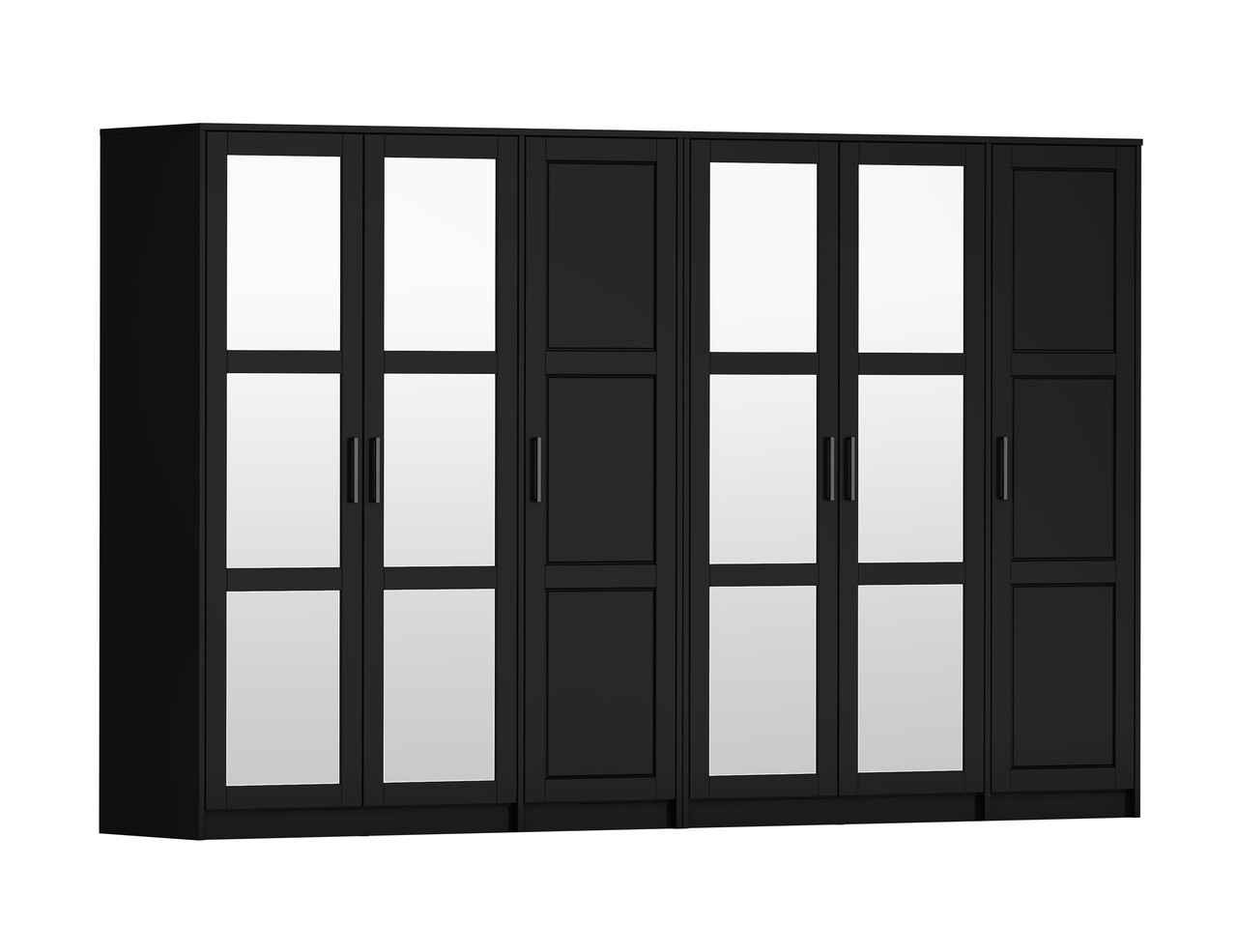 Urban 6-Door Wardrobe with Solid and Mirrored Doors In Black | 1stopbedrooms