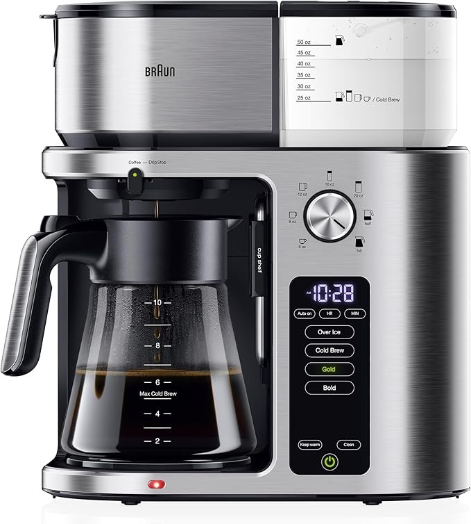 Braun MultiServe Plus 10-Cup Drip Coffee Maker - Hot & Cold Multi-Serve Brewer with Programmable ... | Amazon (US)
