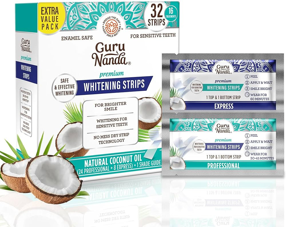 GuruNanda Teeth Whitening Strips -16 Day Treatments - Enamel-Safe Teeth Whitening for Sensitive T... | Amazon (US)