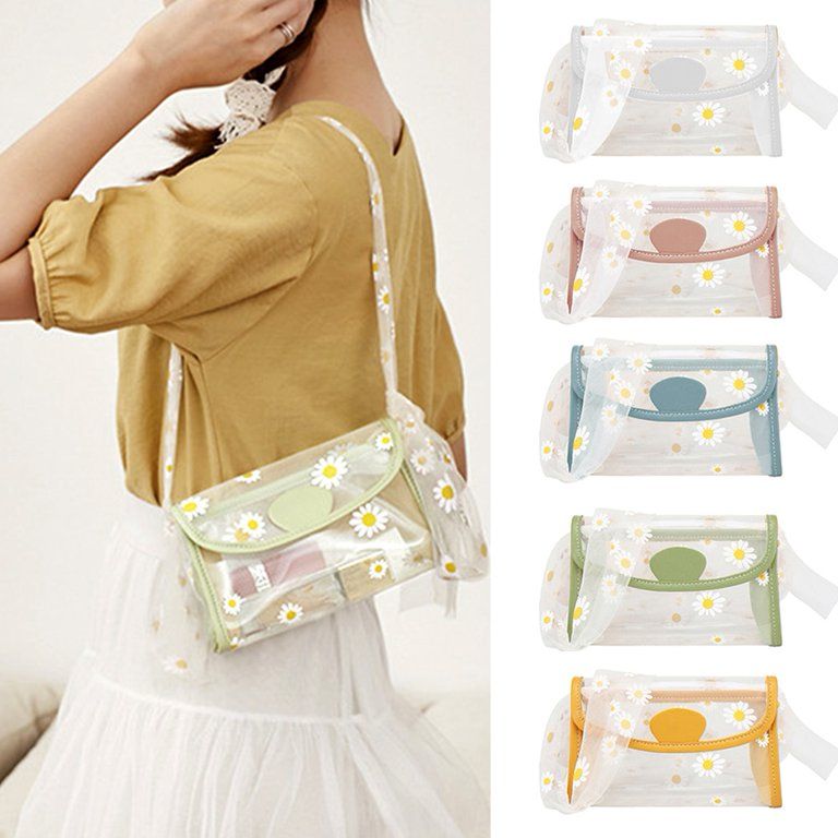 Windfall Women's Clear Shoulder bag Daisy Printed Handbag Beach bag Shopping Bag Work bag | Walmart (US)