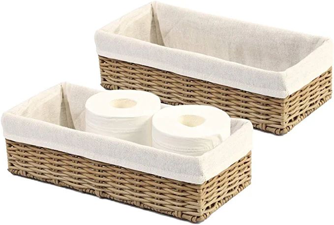 HOSROOME Bathroom Wicker Baskets for Organizing Toilet Paper Basket Storage Basket for Toilet Tan... | Amazon (US)