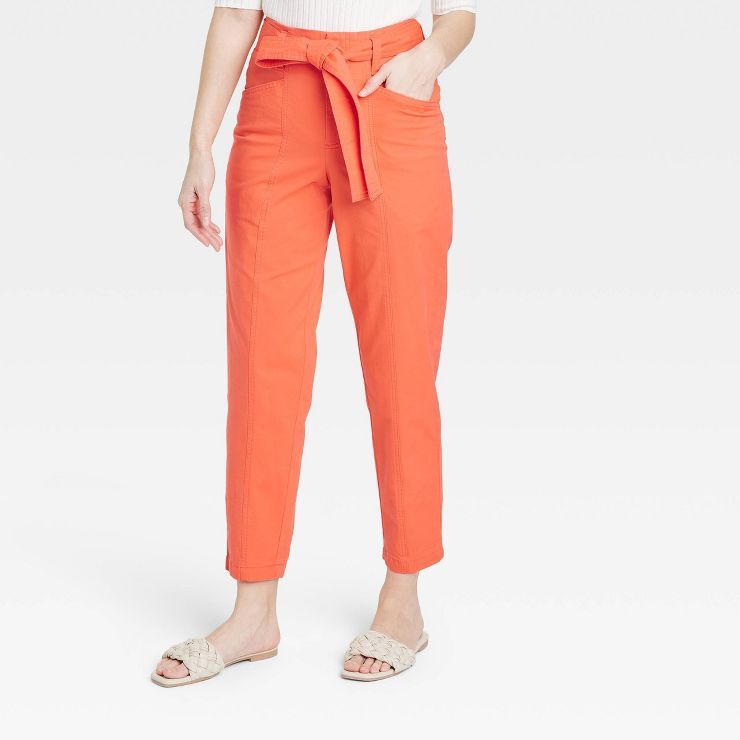 Women's High-Rise Tapered Ankle Tie Front Pants - A New Day™ | Target