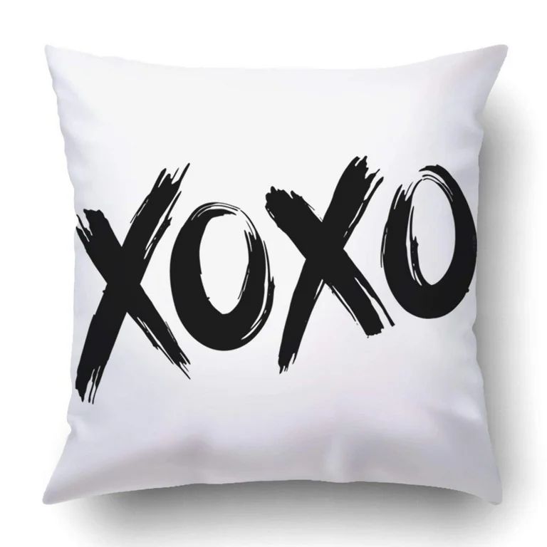WOPOP Phrase XOXO hugs and kisses black brush lettering Pillowcase Throw Pillow Cover Case 20x20 ... | Walmart (US)