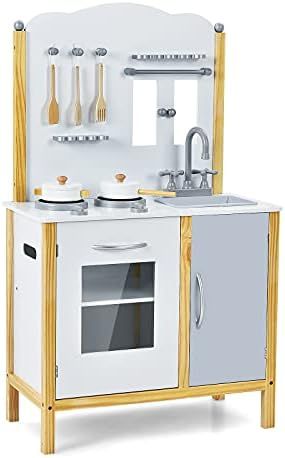 Costzon Kids Kitchen Playset, Toddlers Play Kitchen w/ Sink, Oven, Stove,Storage Cabinet, Chef Pr... | Amazon (US)