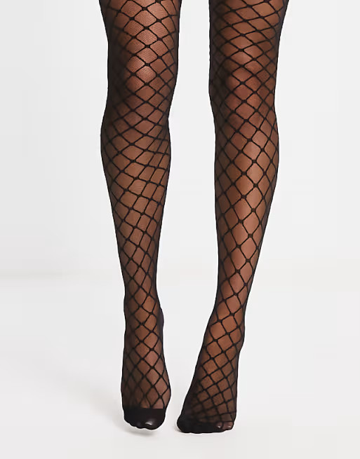 ASOS DESIGN 30 denier monogram tights in black | ASOS (Global)