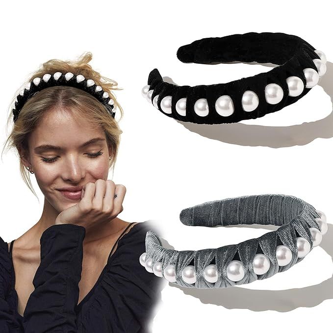 Ivyu Headbands for Women Head Bands - Diademas Para Mujer De Moda Velvet Pearl Headband Hair Acce... | Amazon (US)