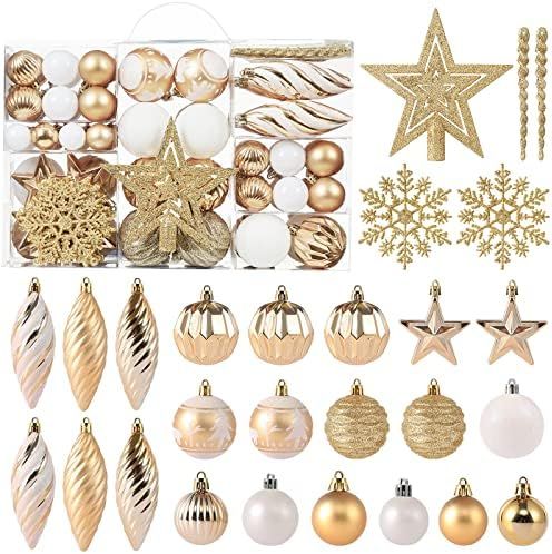ZHMTang 72ct Christmas Balls Tree Ornament Set Shatterproof Assorted Hanging Decorations in a Hand-h | Amazon (US)
