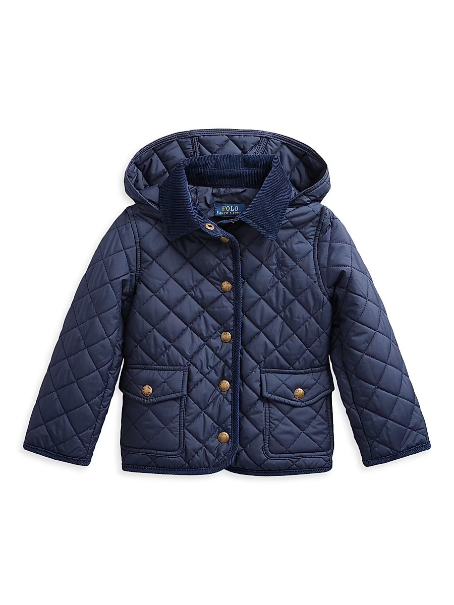 Little Girl's & Girl's Quilted Hooded Jacket - Newport Navy - Size 2 | Saks Fifth Avenue