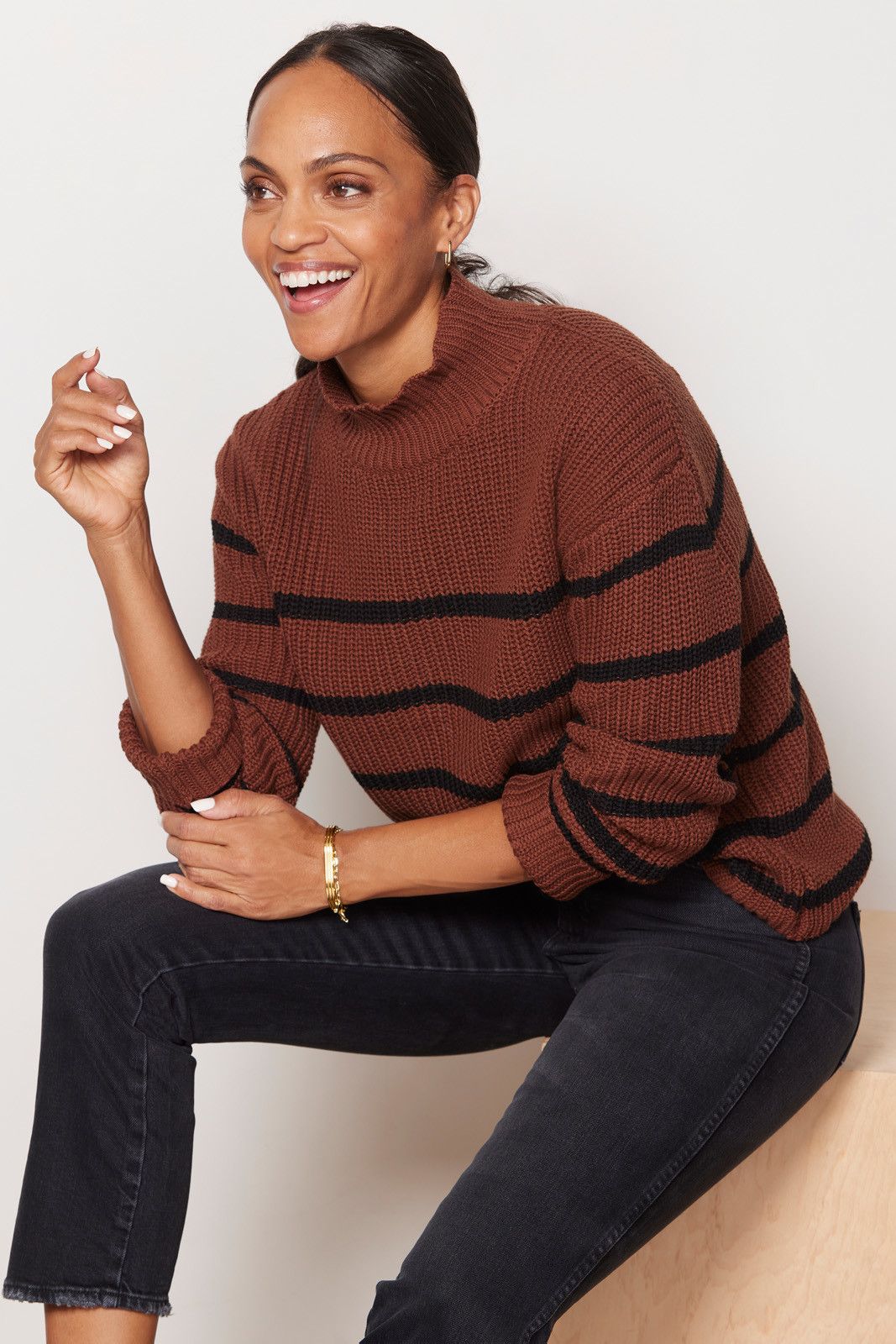 EVEREVE Riley Stripe Turtleneck Pullover | EVEREVE | Evereve